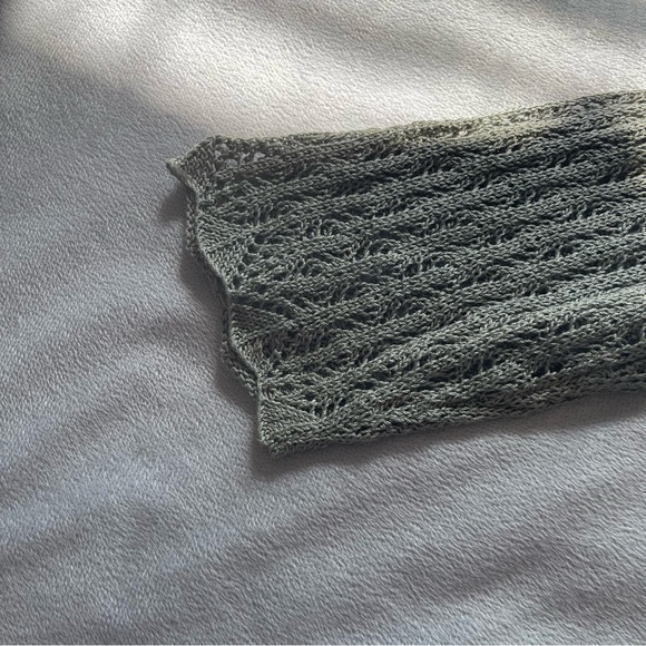 Peruvian Connection sage open knit 100% pima cotton lightweight cardigan, XL - Picture 7 of 12